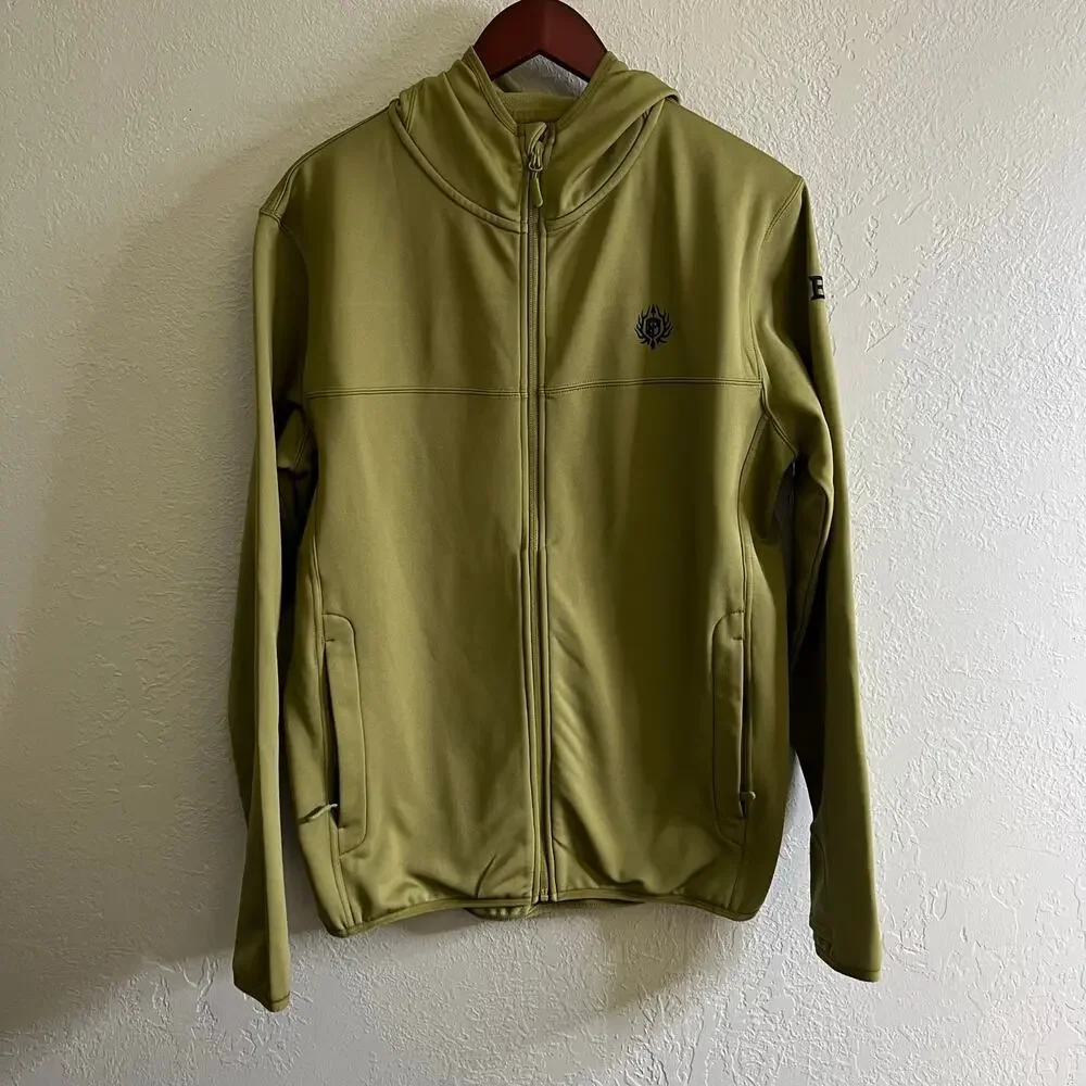 Born Primitive Outdoor Hoodie Jacket Green Full Zip Performance Mens M Logo - Picture 1 of 14